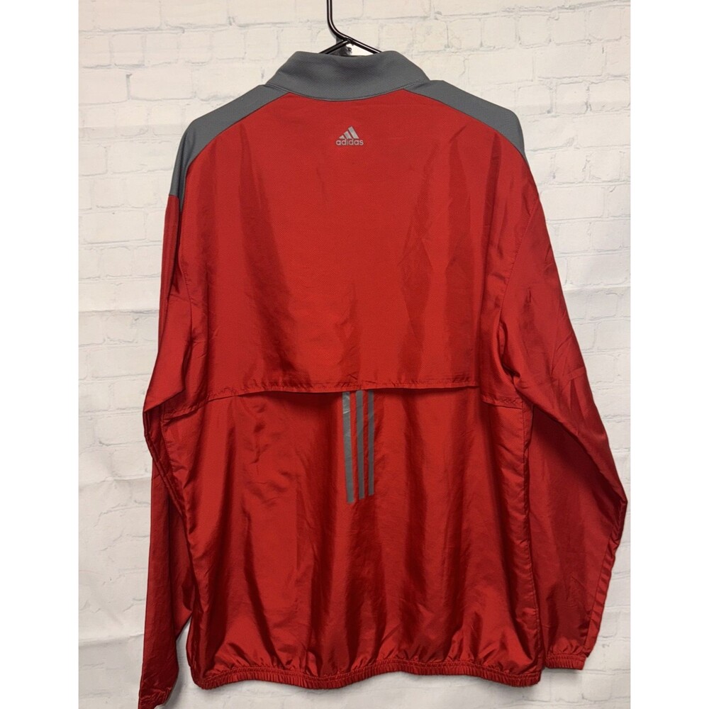 Adidas Jacket Men Large Red Grey Track Windbreaker Soccer Running Performance - Picture 3 of 3